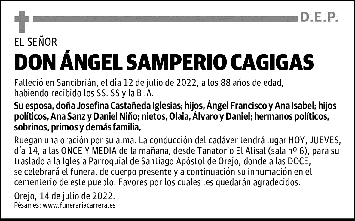 DON ÁNGEL SAMPERIO CAGIGAS