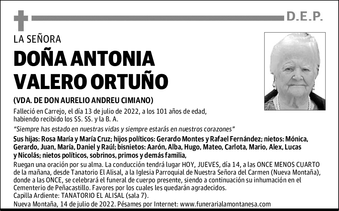 DOÑA ANTONIA VALERO ORTUÑO