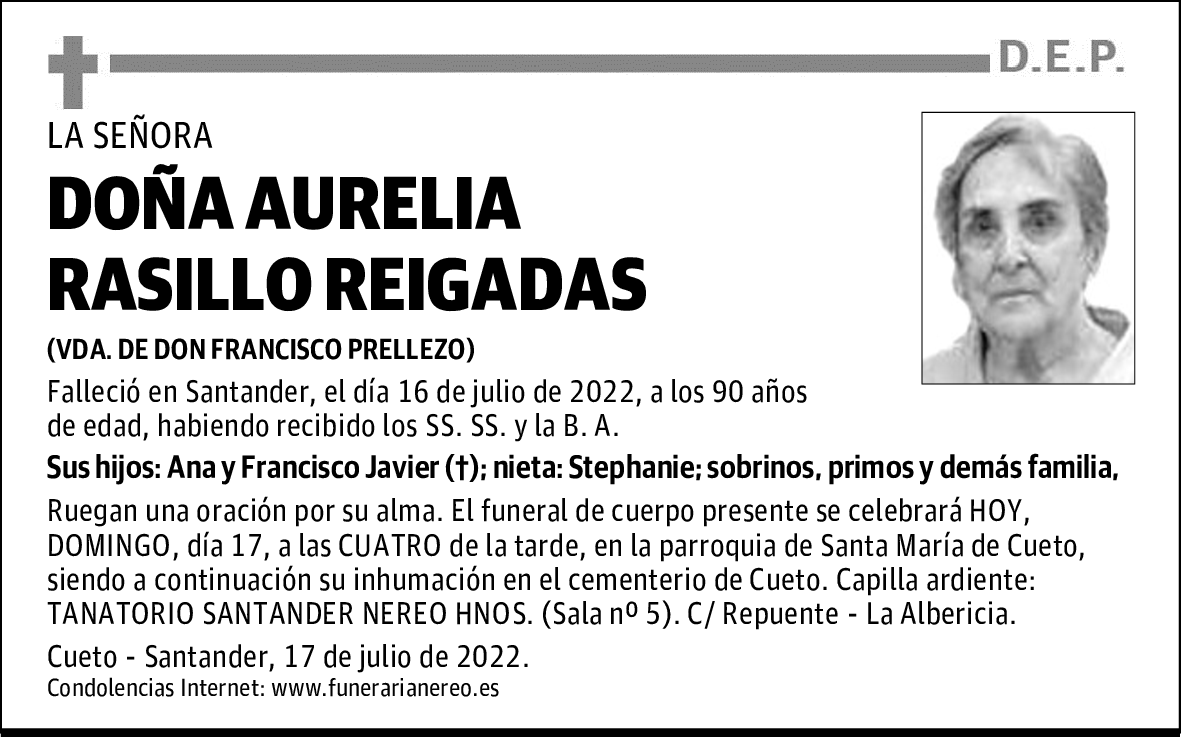 DOÑA AURELIA RASILLO REIGADAS