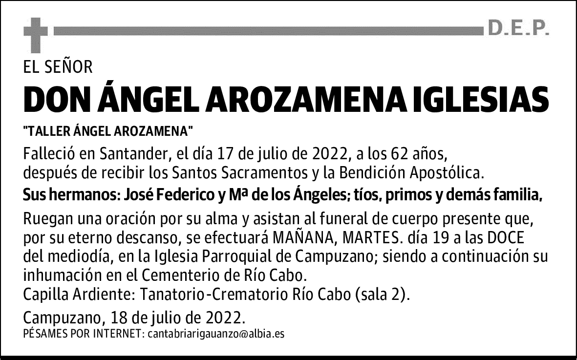 DON ÁNGEL AROZAMENA IGLESIAS