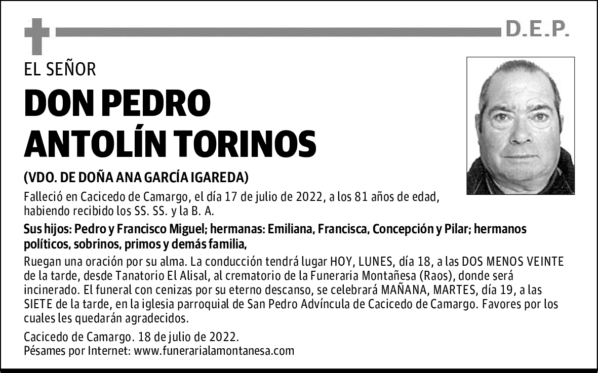 DON PEDRO ANTOLÍN TORINOS
