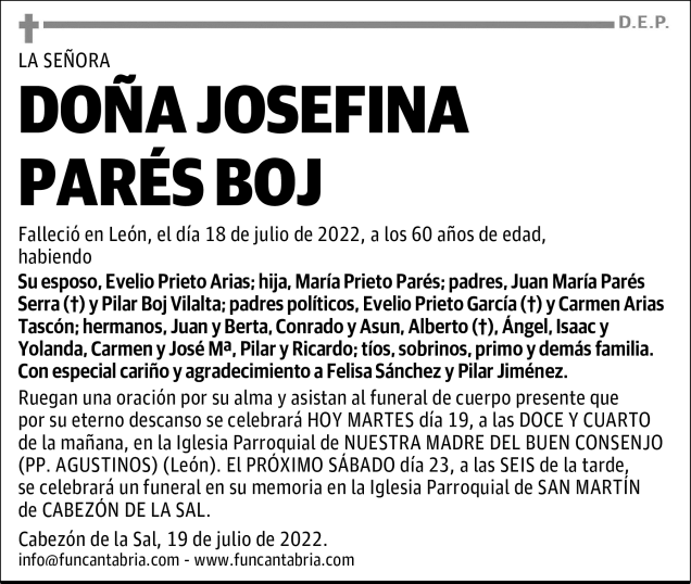 DOÑA JOSEFINA PARÉS BOJ