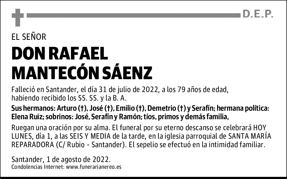 DON RAFAEL MANTECÓN SÁENZ
