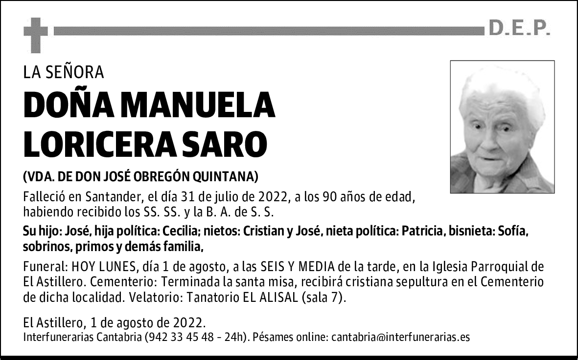 DOÑA MANUELA LORICERA SARO