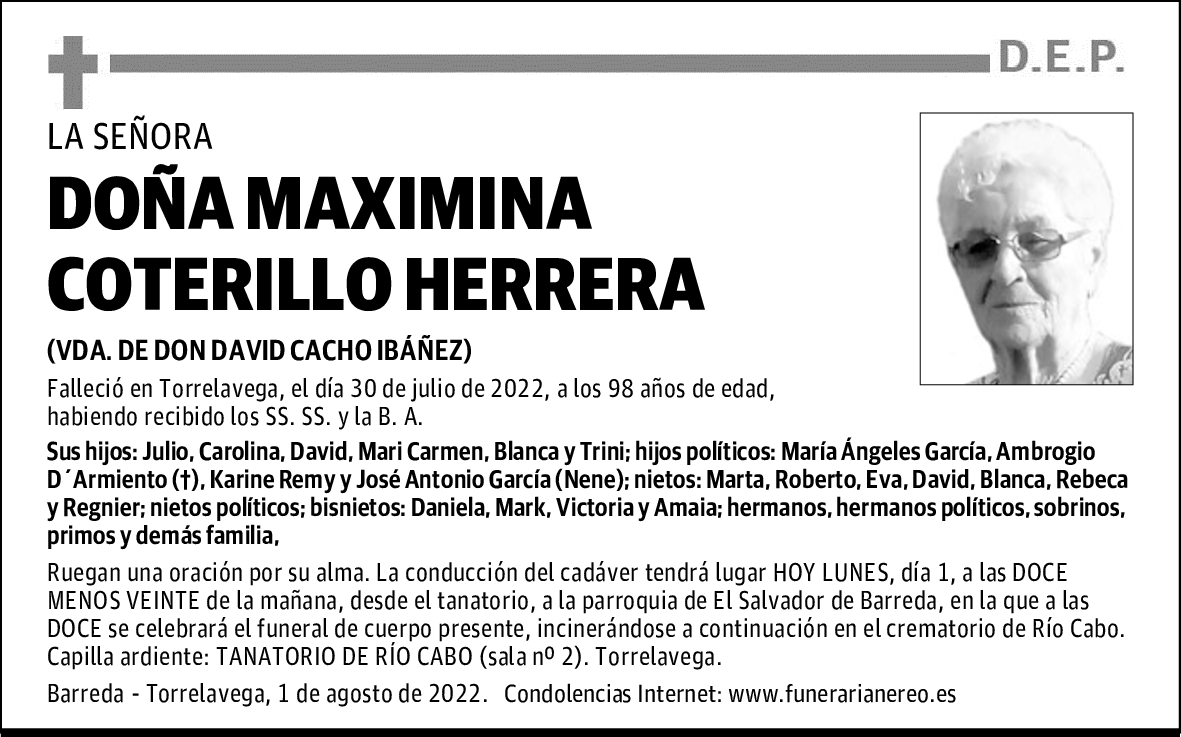 DOÑA MAXIMINA COTERILLO HERRERA