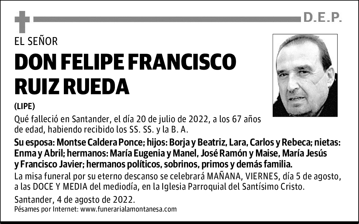 DON FELIPE FRANCISCO RUIZ RUEDA