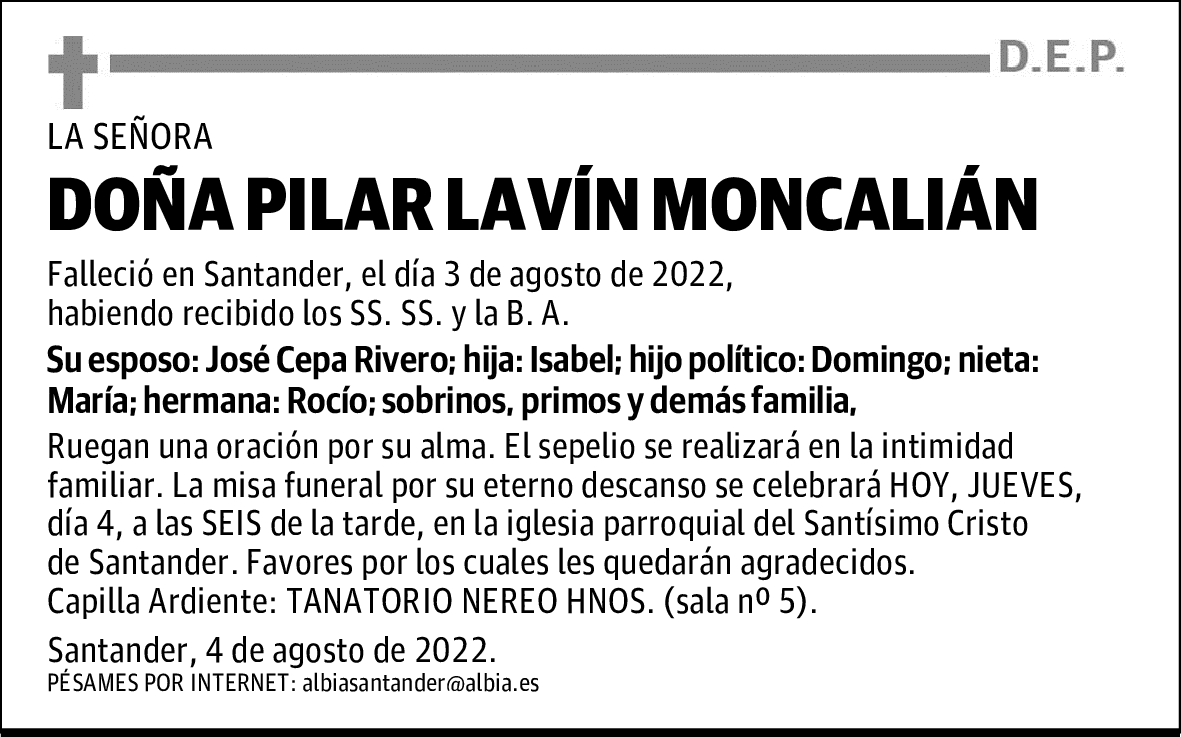 DOÑA PILAR LAVÍN MONCALIÁN