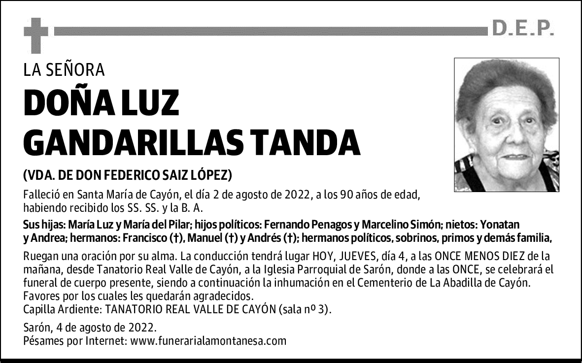 DOÑA LUZ GANDARILLAS TANDA