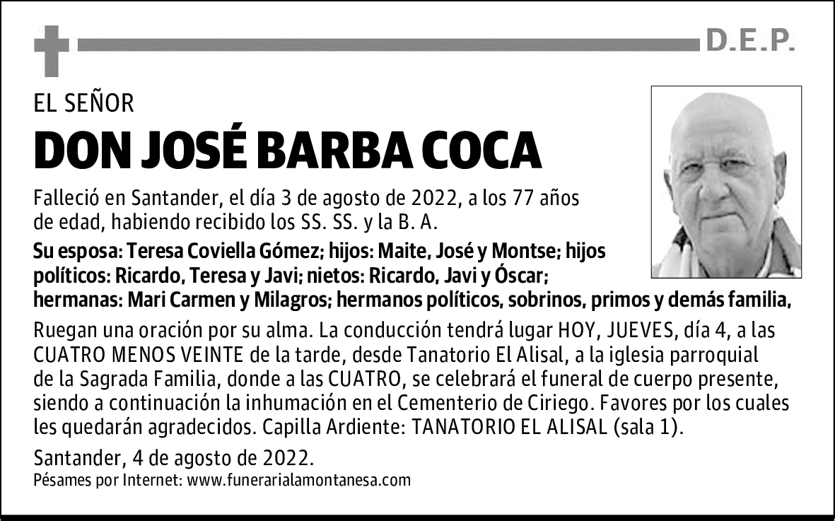 DON JOSÉ BARBA COCA