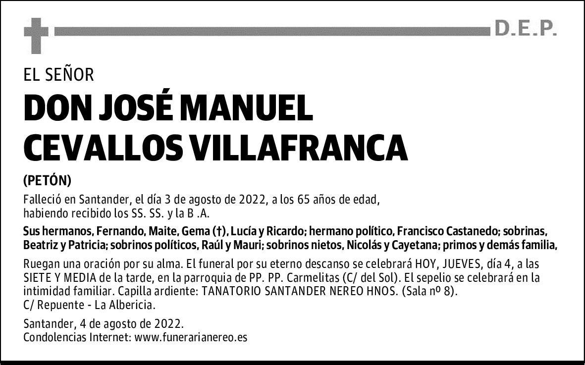 DON JOSÉ MANUEL CEVALLOS VILLAFRANCA