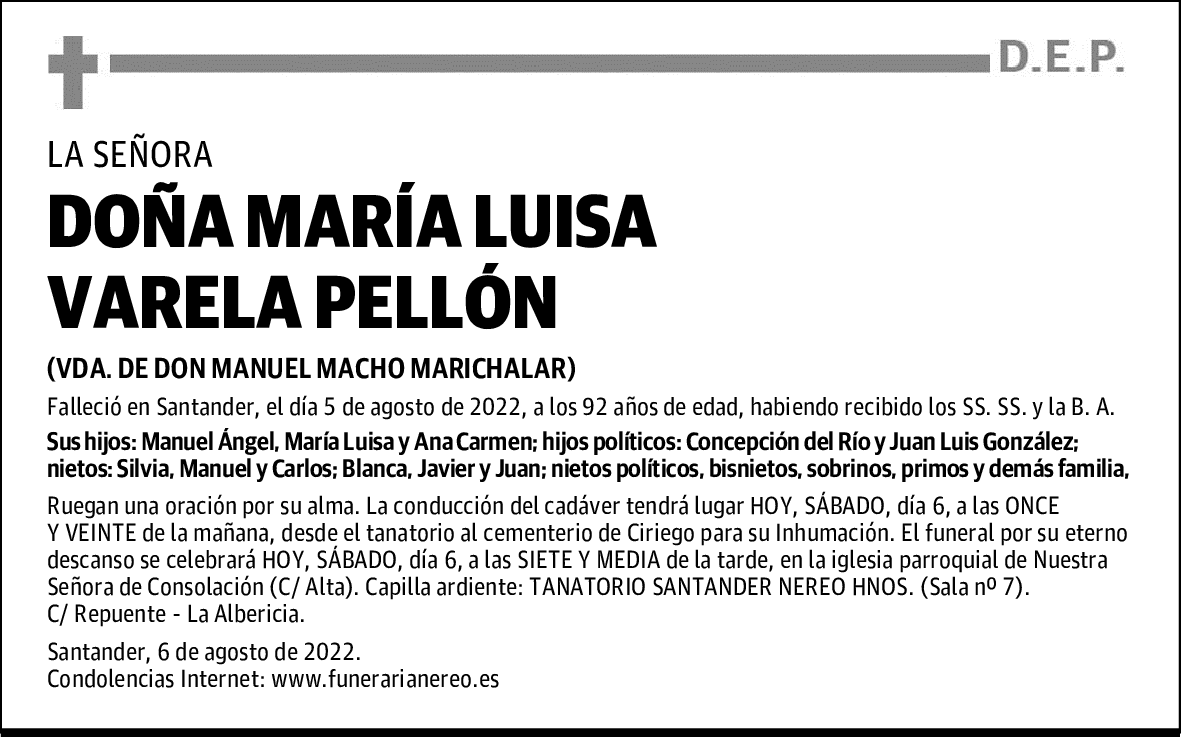 DOÑA MARÍA LUISA VARELA PELLÓN