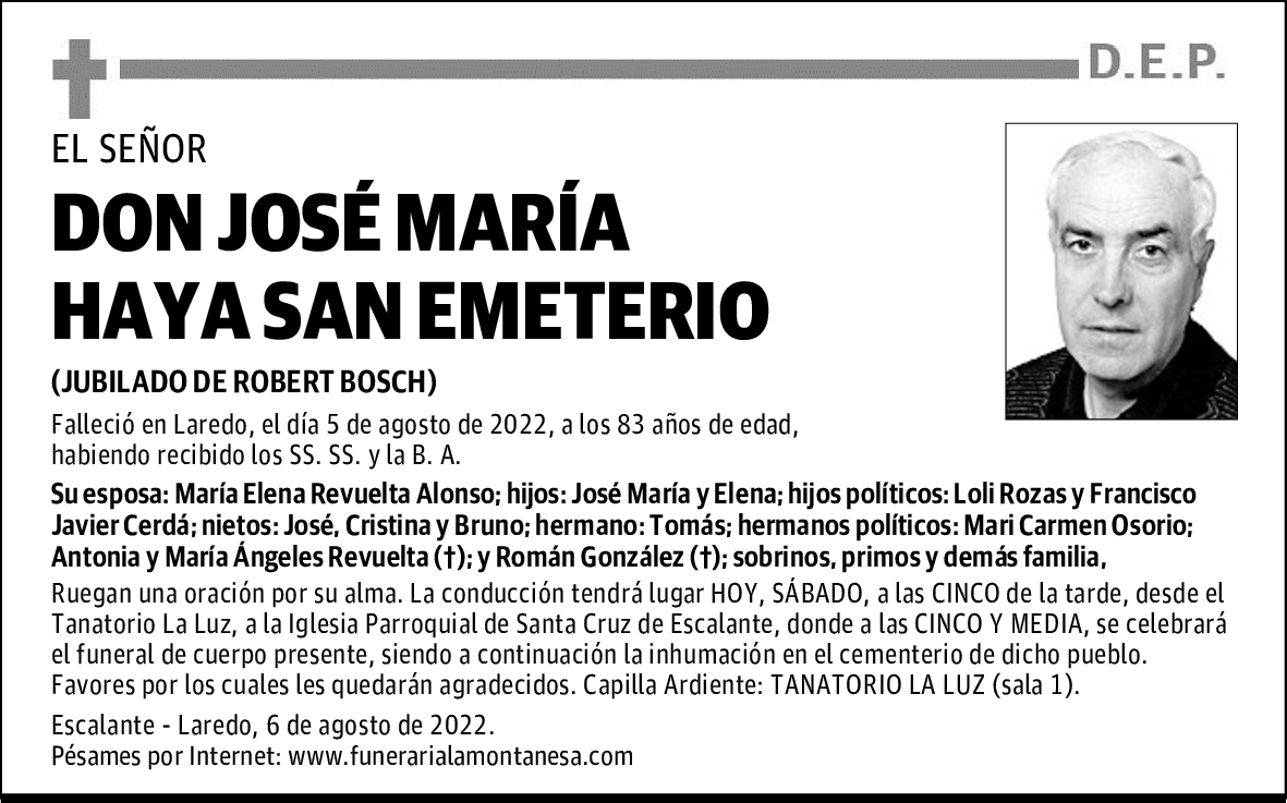 DON JOSÉ MARÍA HAYA SAN EMETERIO