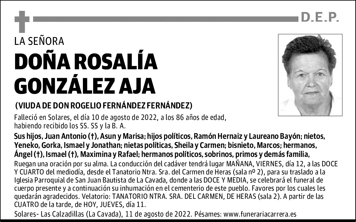 DOÑA ROSALÍA GONZÁLEZ AJA