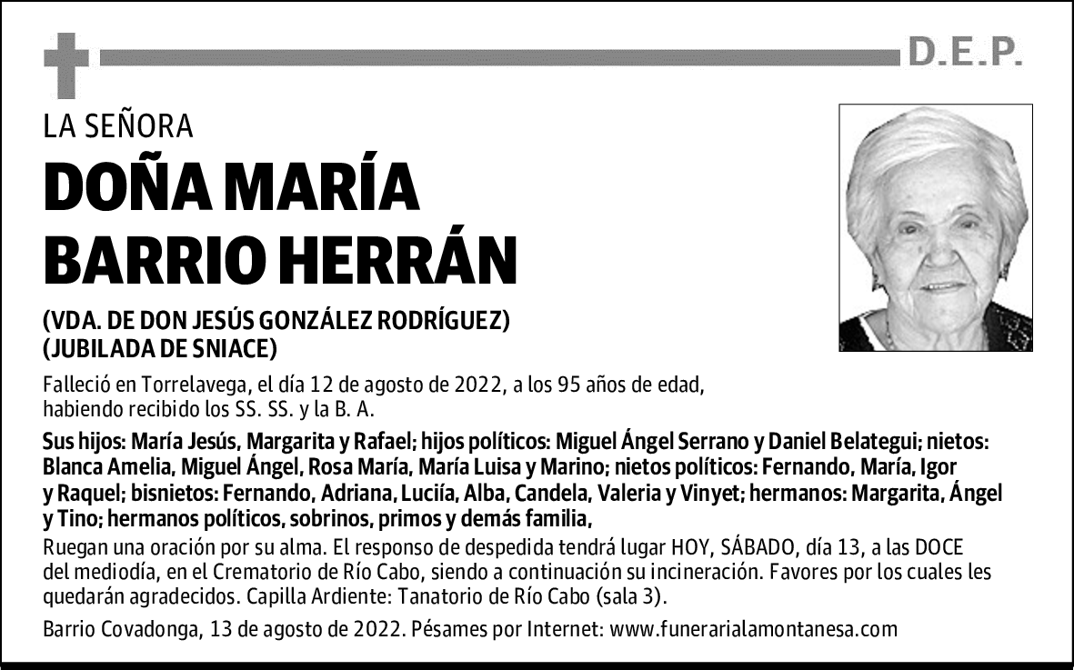 DOÑA MARÍA BARRIO HERRÁN