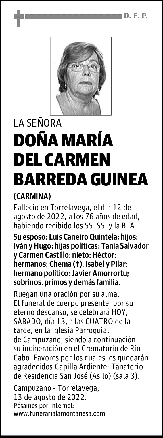 DOÑA MARÍA DEL CARMEN BARREDA GUINEA