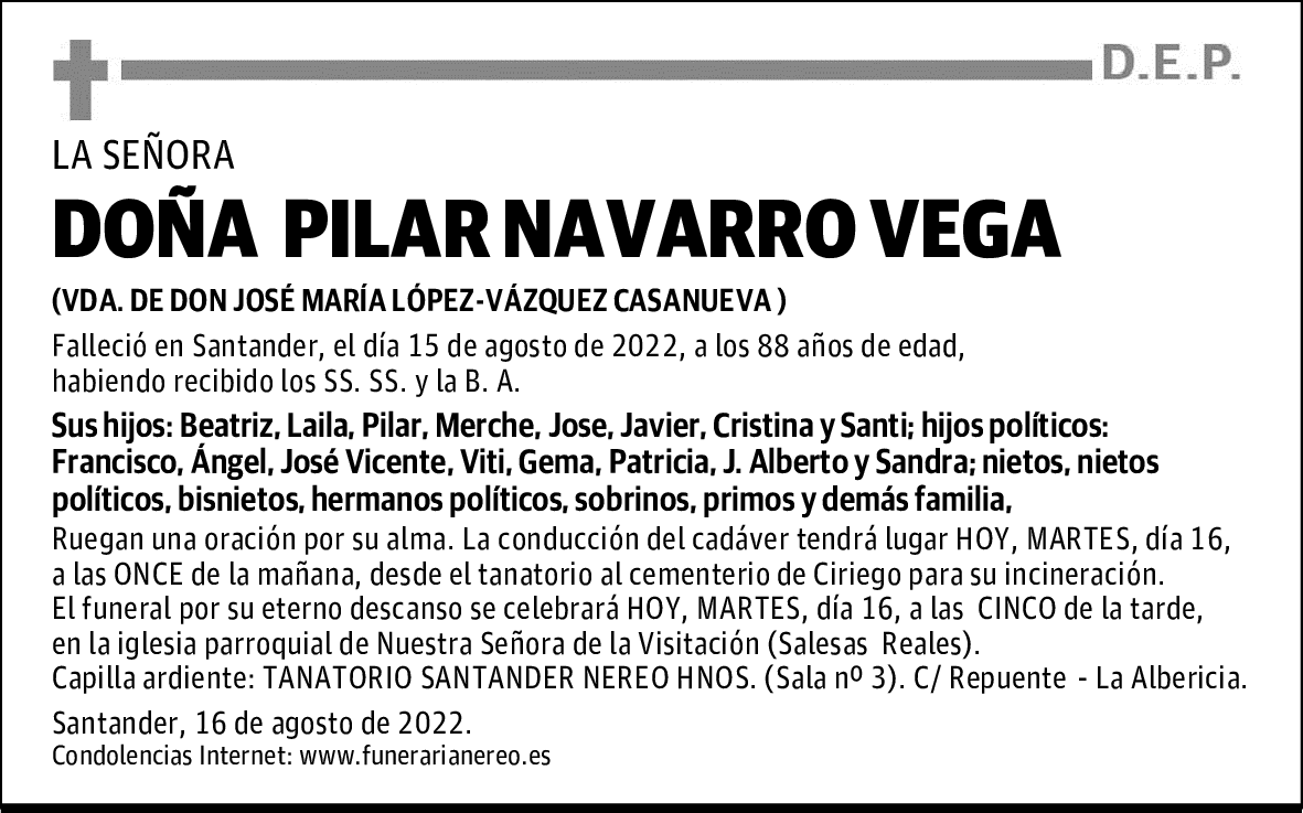 DOÑA  PILAR NAVARRO VEGA