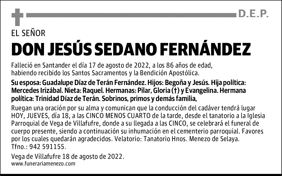 DON JESÚS SEDANO FERNÁNDEZ