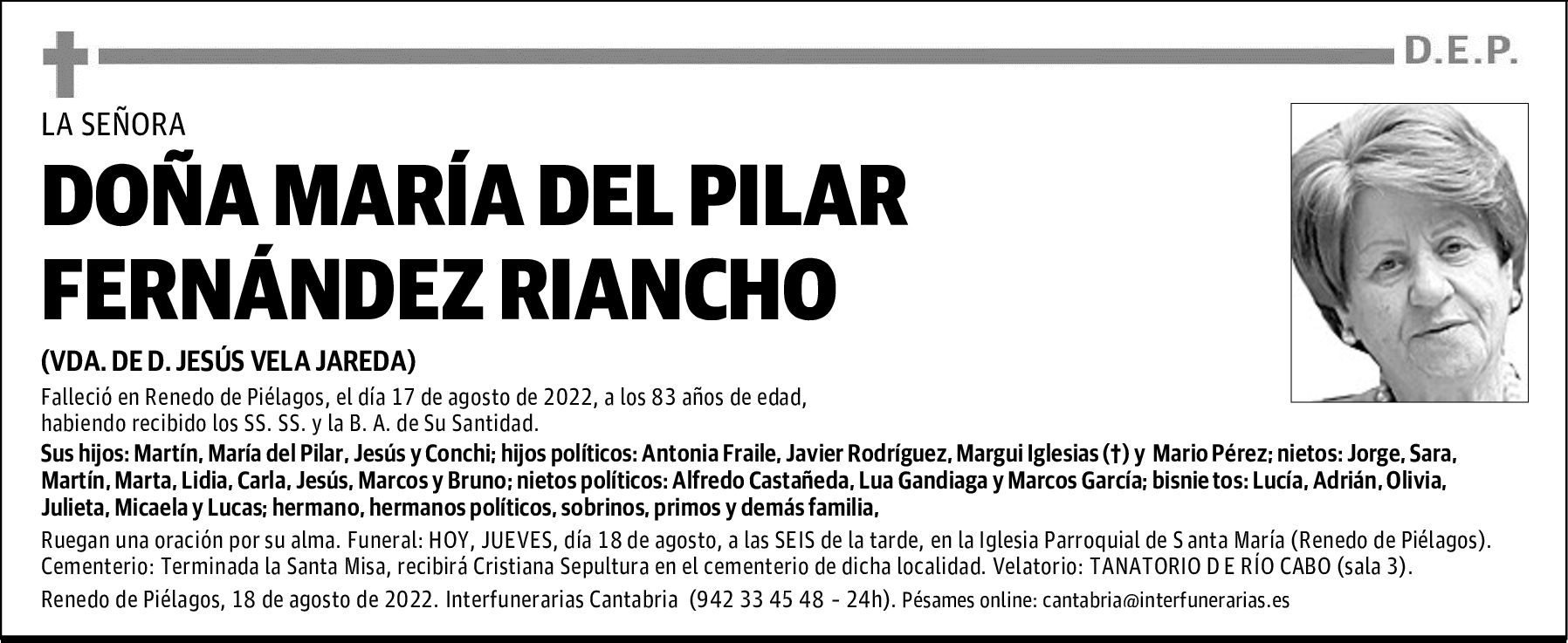 Dª. MARÍA DEL PILAR FERNÁNDEZ RIANCHO