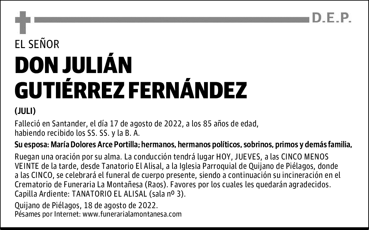 DON JULIÁN GUTIÉRREZ FERNÁNDEZ