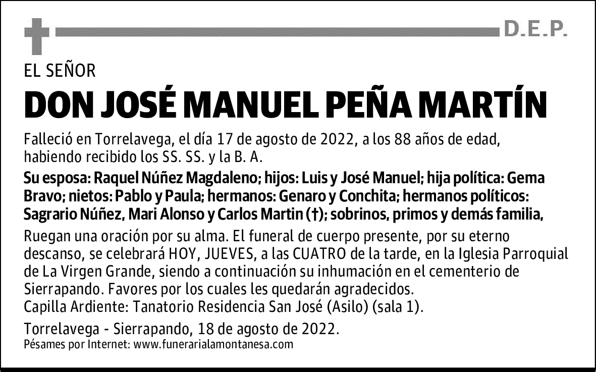 DON JOSÉ MANUEL PEÑA MARTÍN