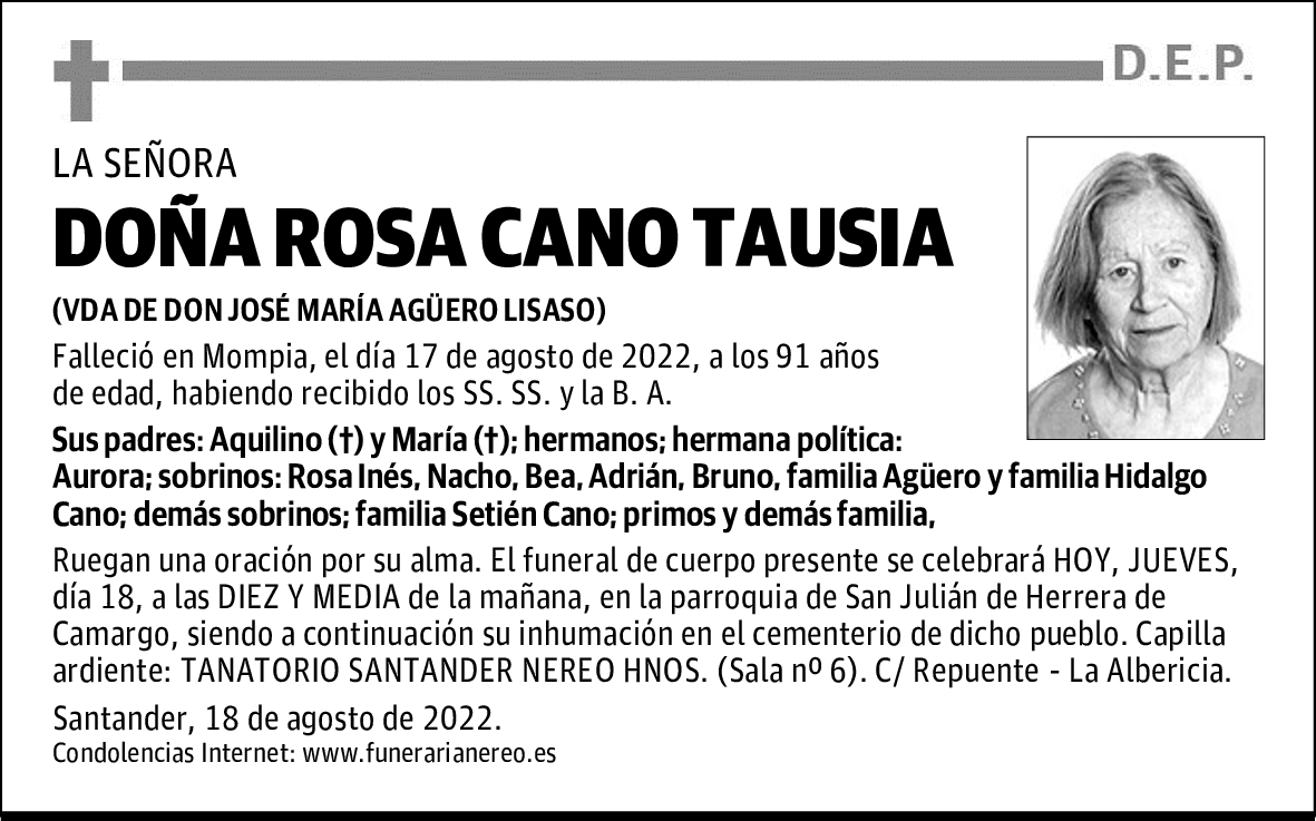 DOÑA ROSA CANO TAUSIA