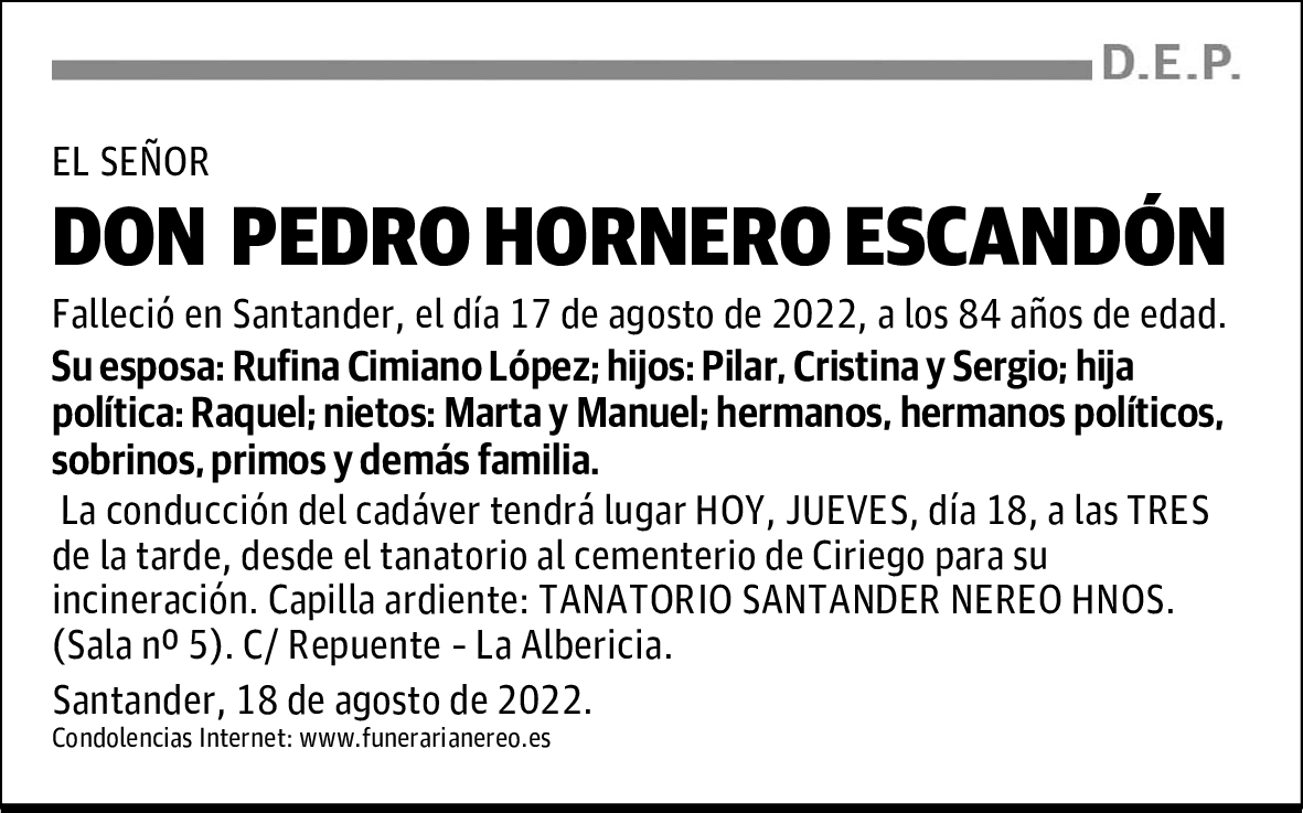 DON  PEDRO HORNERO ESCANDÓN