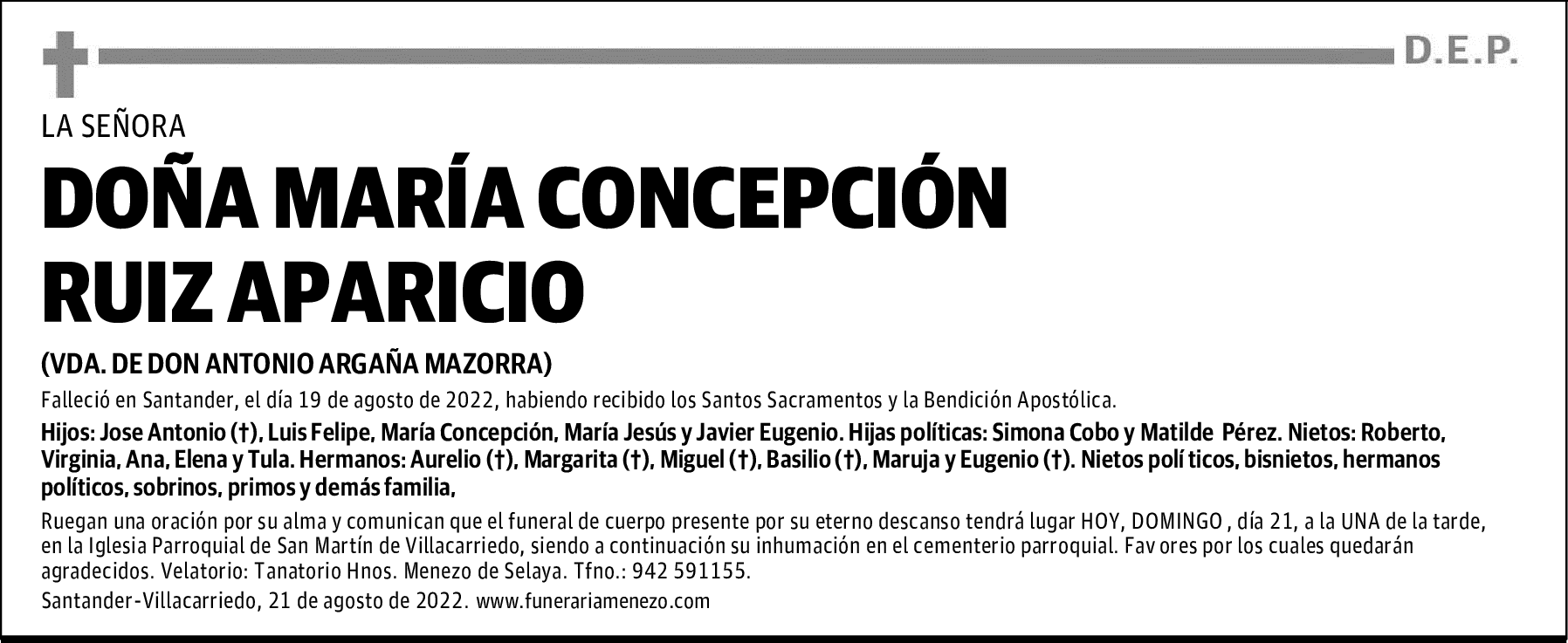 DOÑA MARÍA CONCEPCIÓN RUIZ APARICIO
