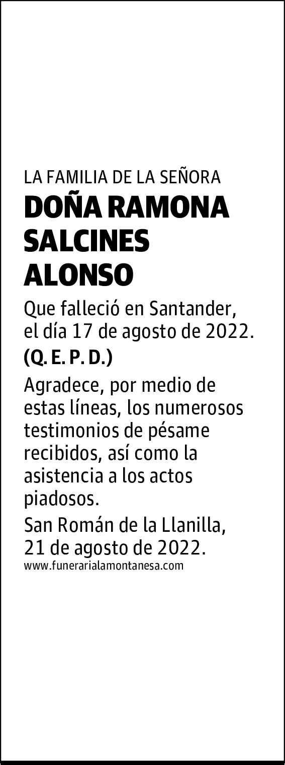 DOÑA RAMONA SALCINES ALONSO