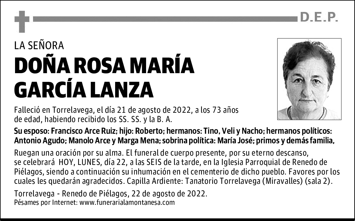 DOÑA ROSA MARÍA GARCÍA LANZA