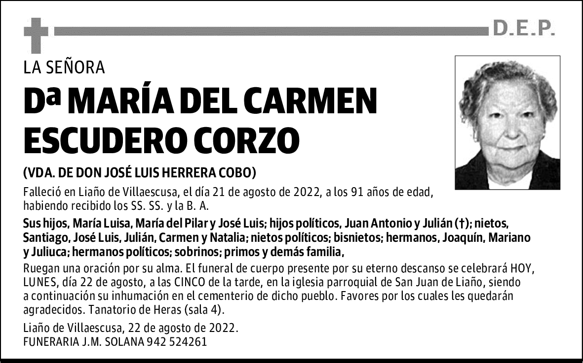 DOÑA MARÍA DEL CARMEN ESCUDERO CORZO