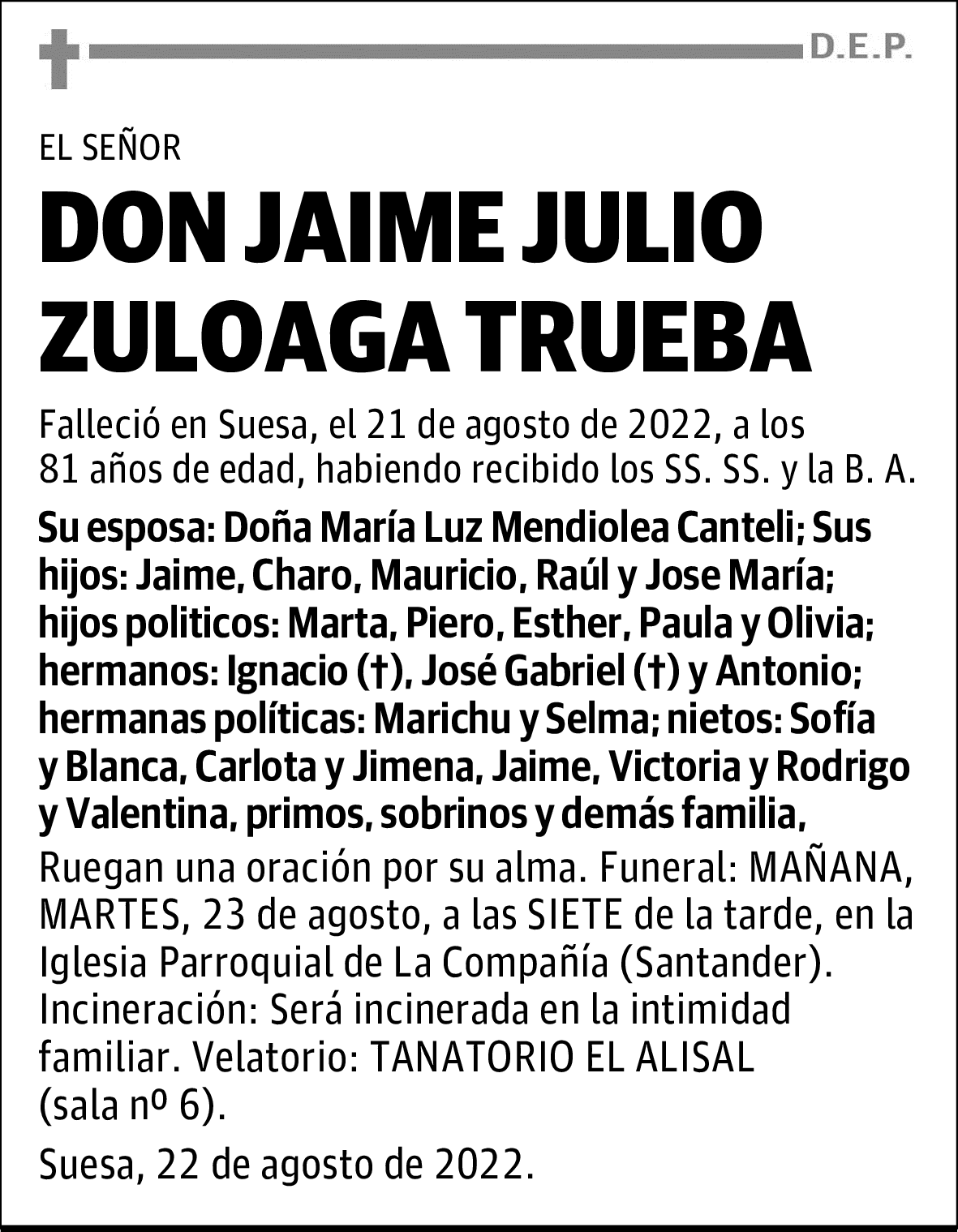 DON JAIME ZULOAGA TRUEBA