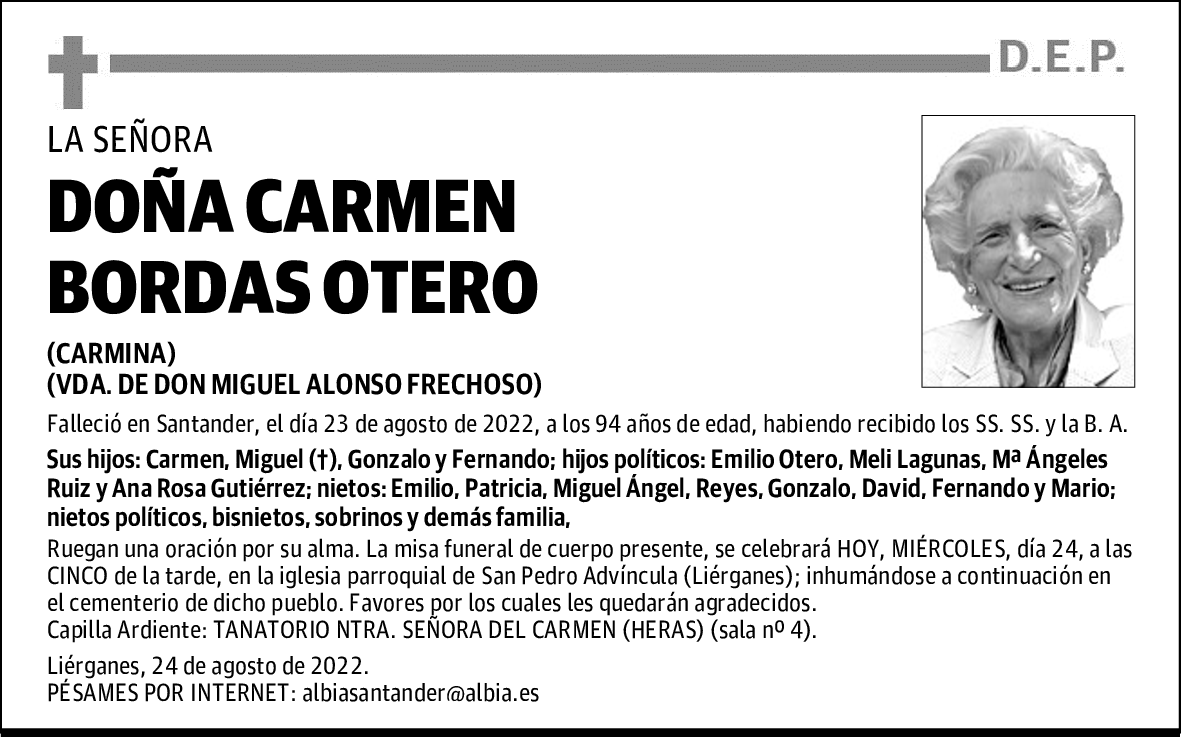 DOÑA CARMEN BORDAS OTERO