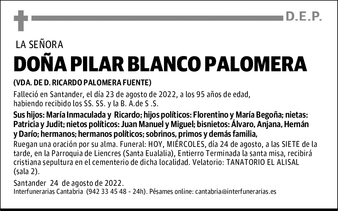 Dª. PILAR BLANCO PALOMERA