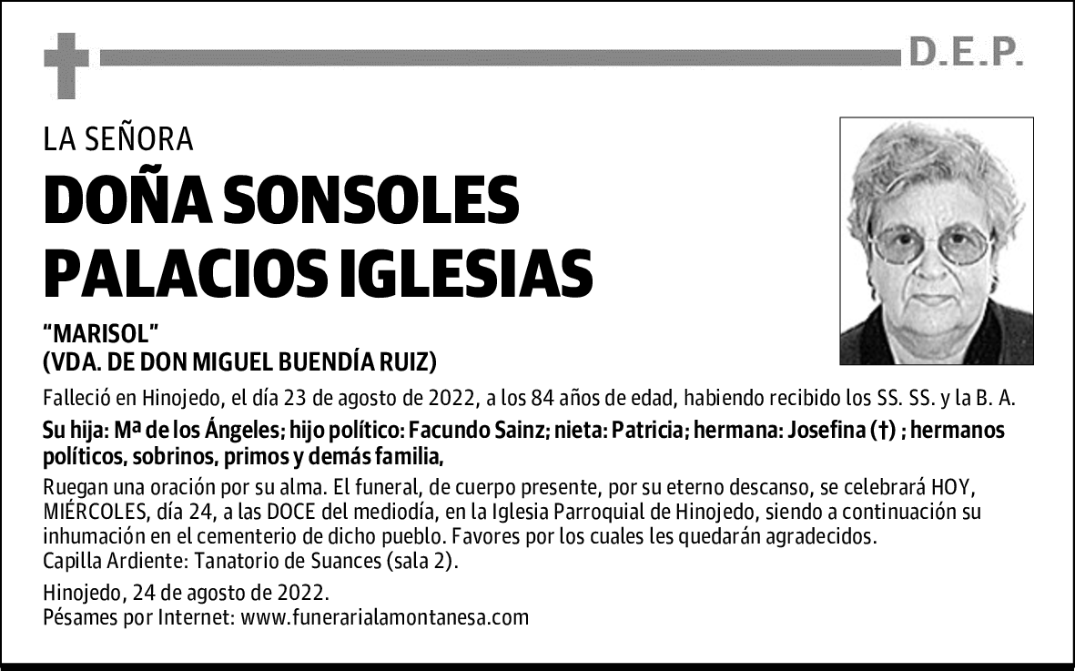 DOÑA SONSOLES PALACIOS IGLESIAS