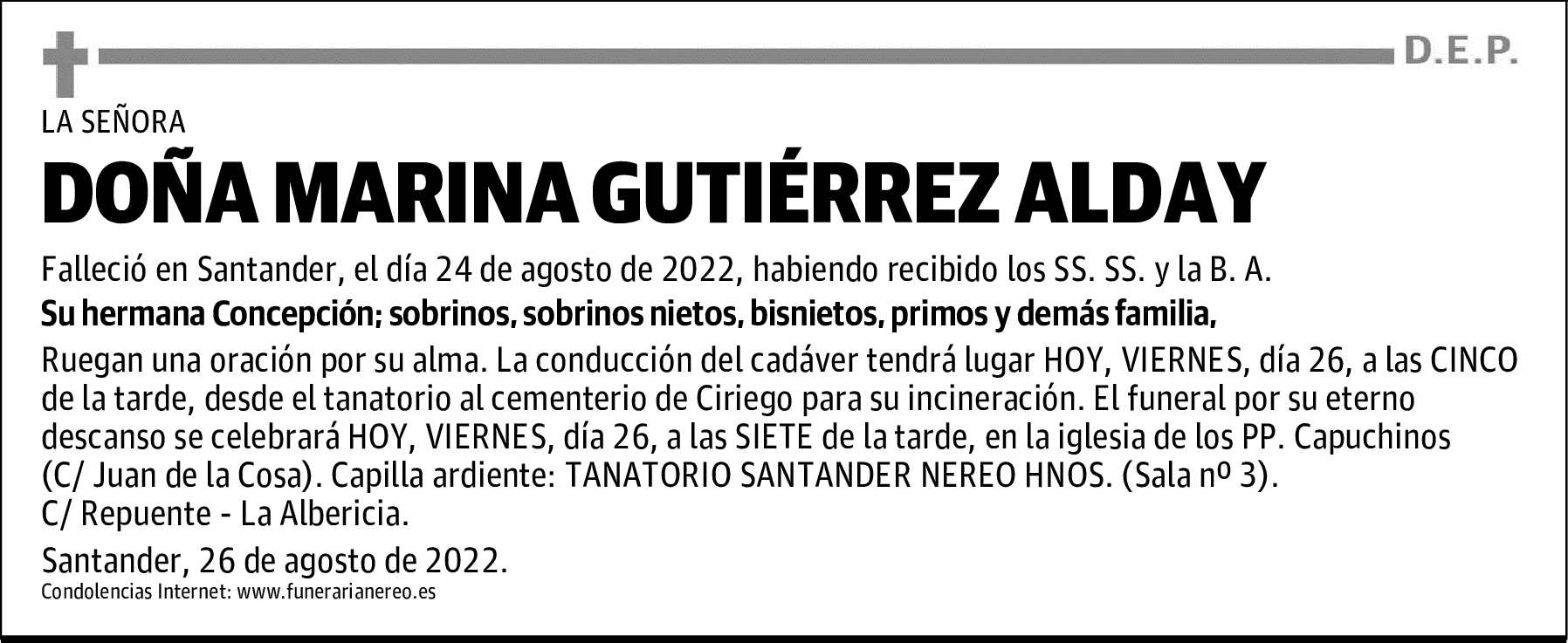 DOÑA MARINA GUTIÉRREZ ALDAY