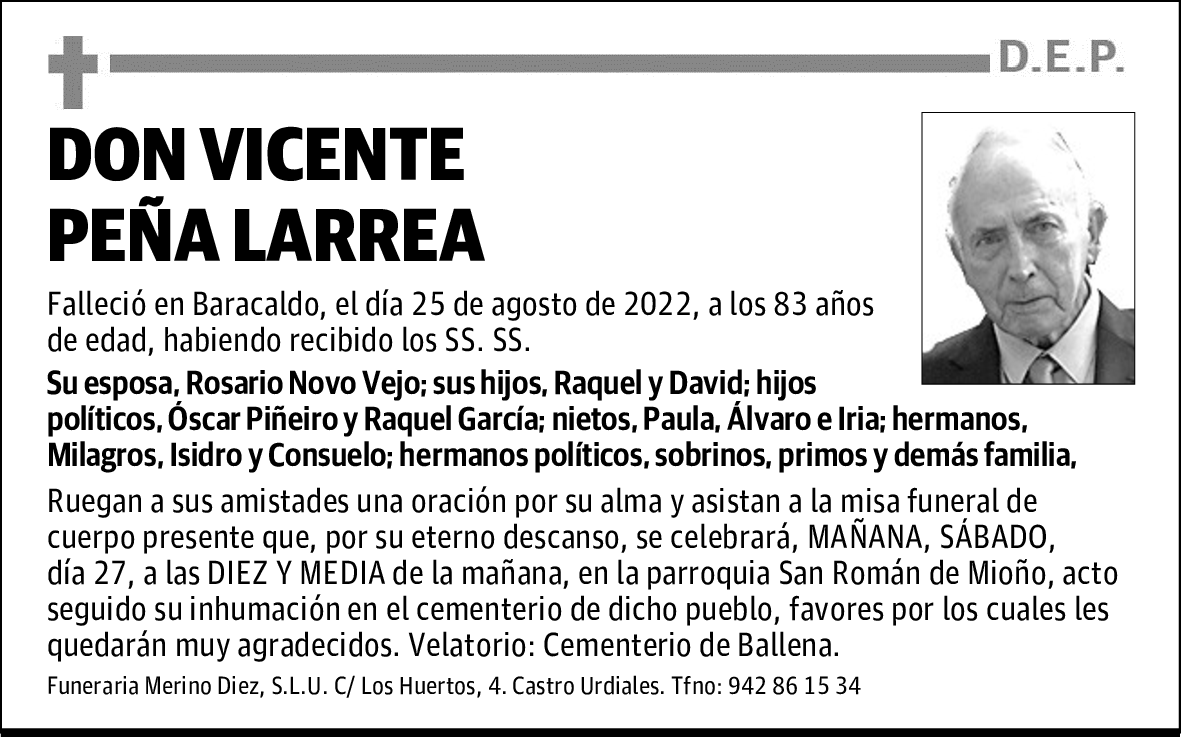 DON VICENTE PEÑA LARREA