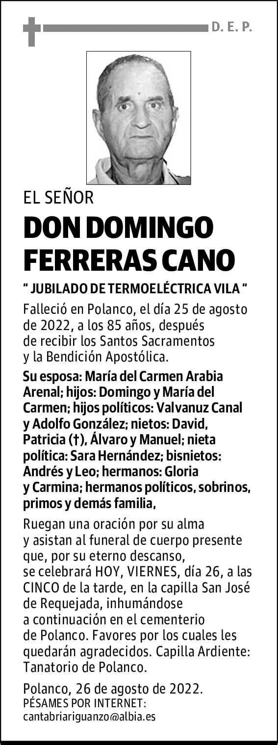 DON DOMINGO FERRERAS CANO