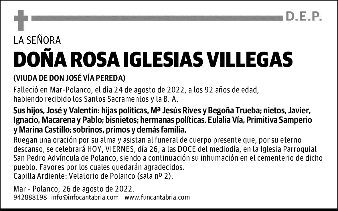 DOÑA ROSA IGLESIAS VILLEGAS