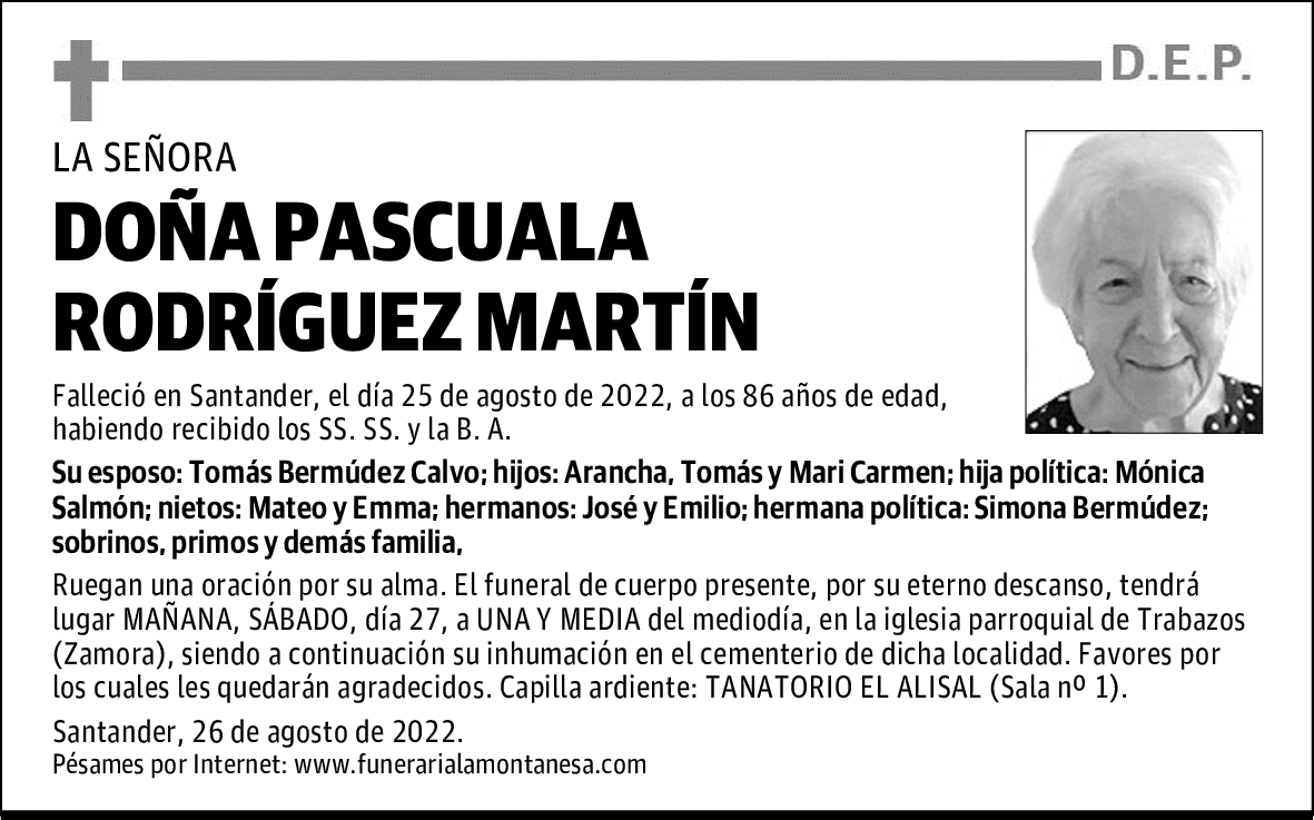 DOÑA PASCUALA RODRÍGUEZ MARTÍN