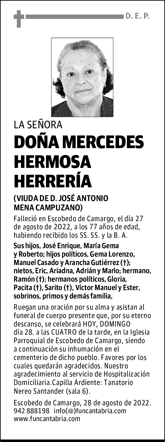 DOÑA MERCEDES HERMOSA HERRERÍA