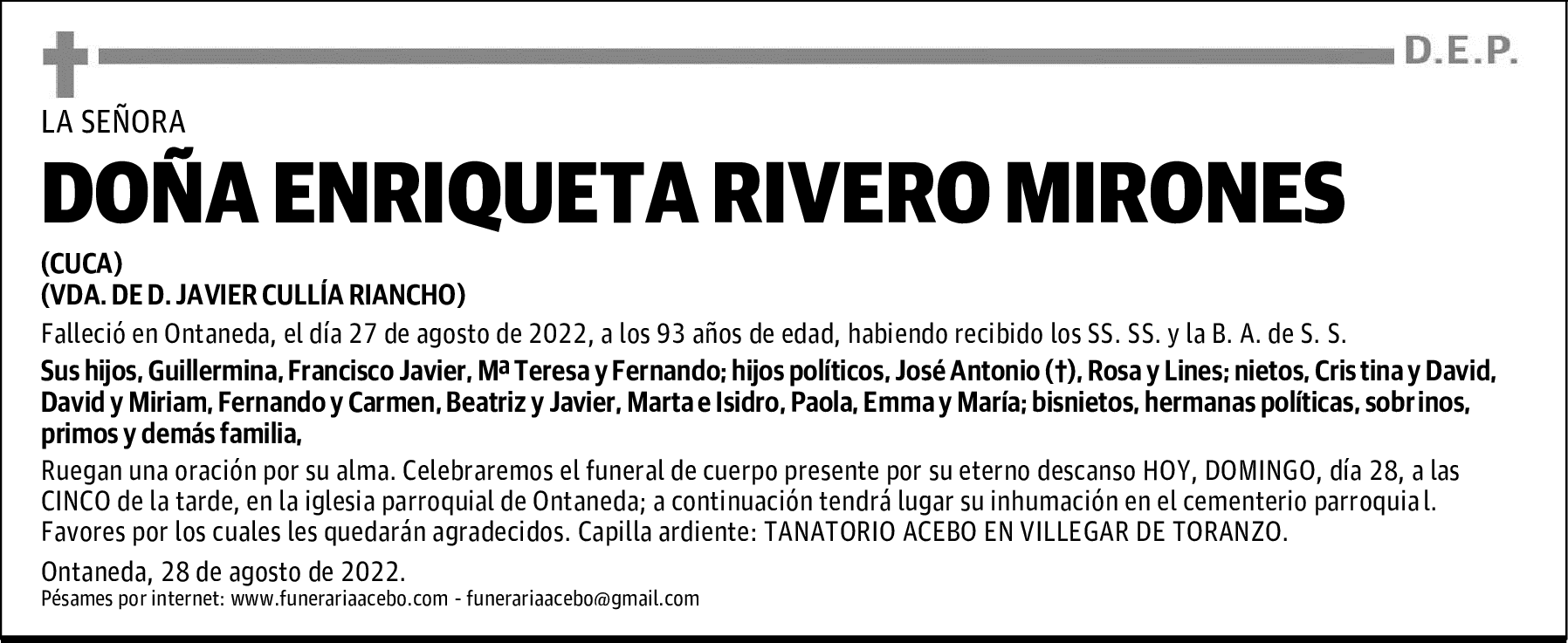 DOÑA ENRIQUETA RIVERO MIRONES