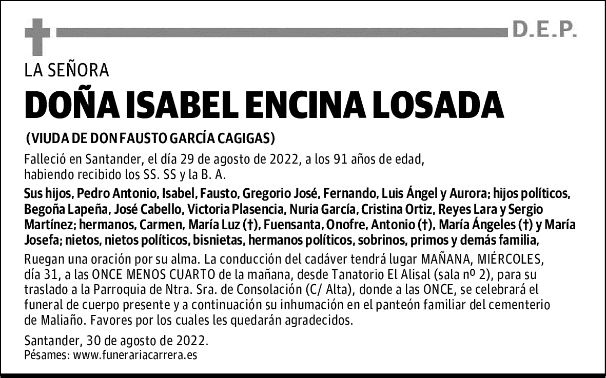 DOÑA ISABEL ENCINA LOSADA