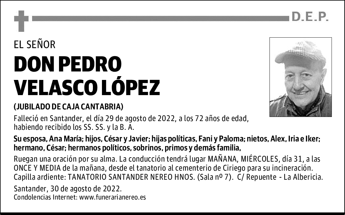 DON PEDRO VELASCO LÓPEZ