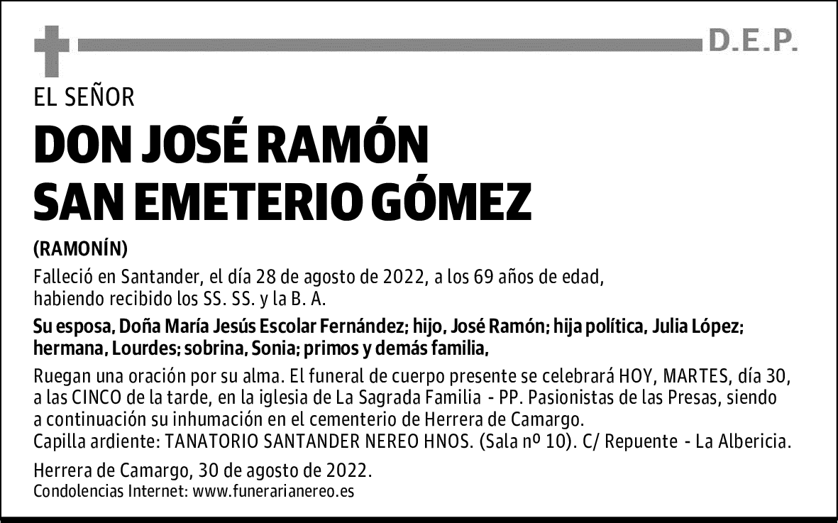 DON JOSÉ RAMÓN SAN EMETERIO GÓMEZ