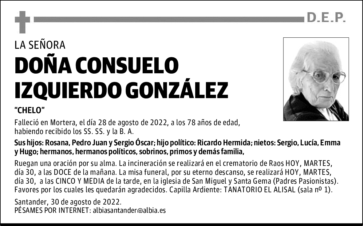DOÑA CONSUELO IZQUIERDO GONZÁLEZ