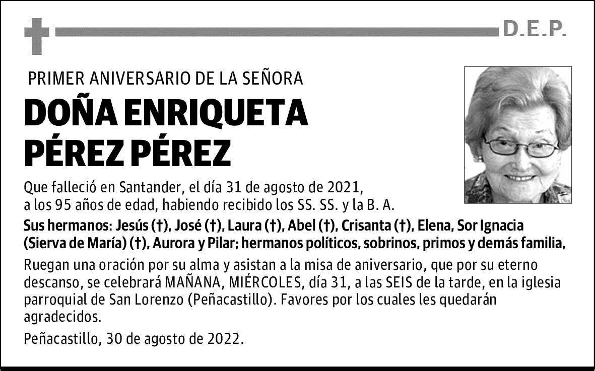 DOÑA ENRIQUETA PÉREZ PÉREZ