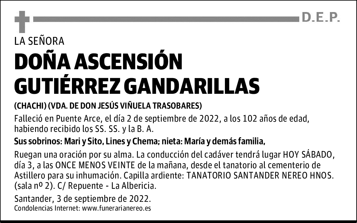 DOÑA ASCENSIÓN GUTIÉRREZ GANDARILLAS