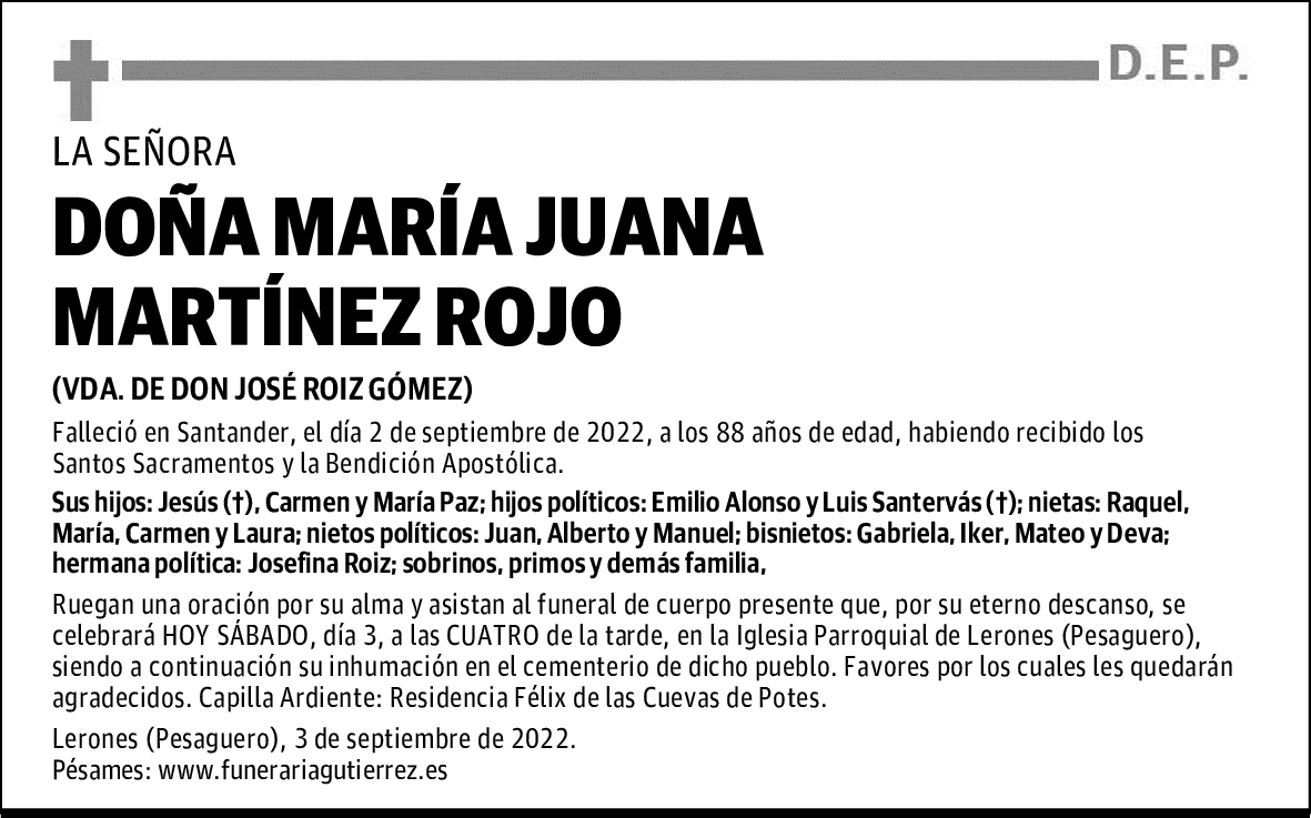 DOÑA MARÍA JUANA MARTÍNEZ ROJO