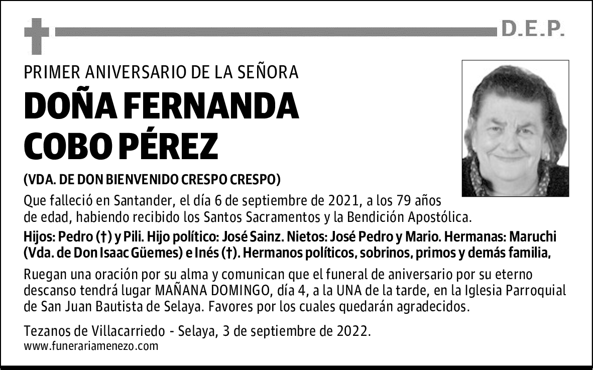 DOÑA FERNANDA COBO PÉREZ