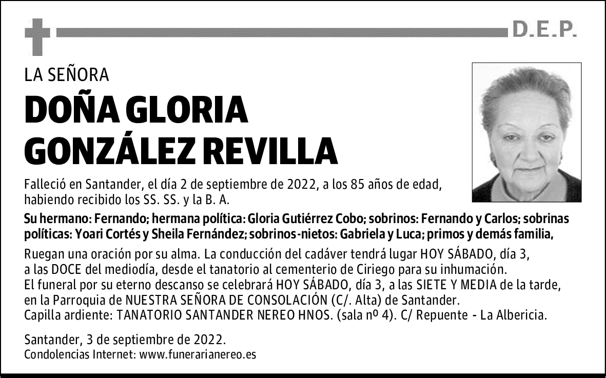 DOÑA GLORIA GONZÁLEZ REVILLA